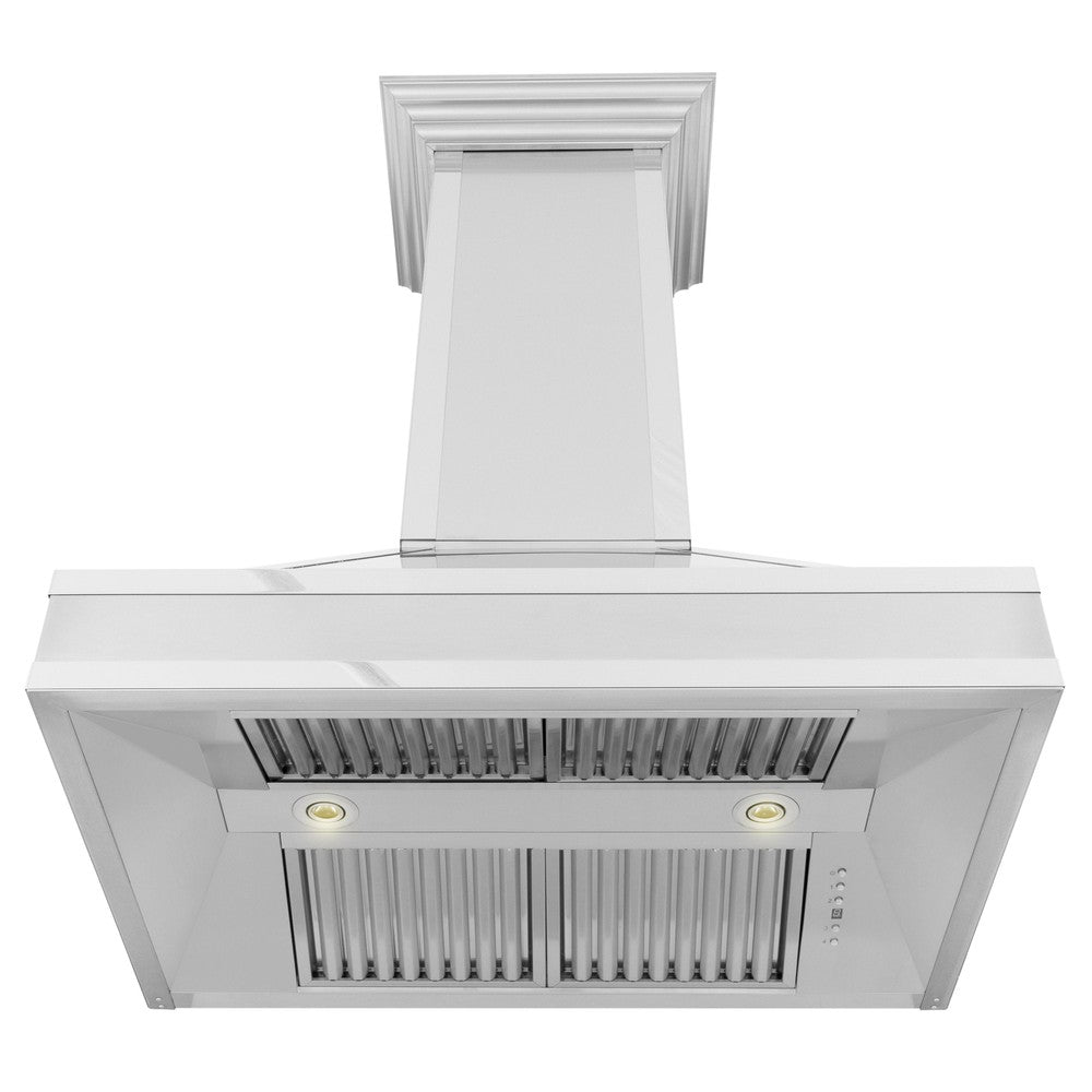 30 In. Designer Series Wall Mount Range Hood In Satin Stainless Steel With Mirror Accents 655MR30