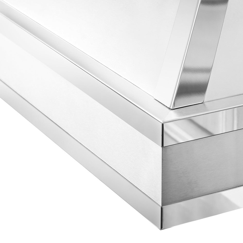30 In. Designer Series Wall Mount Range Hood In Satin Stainless Steel With Mirror Accents 655MR30