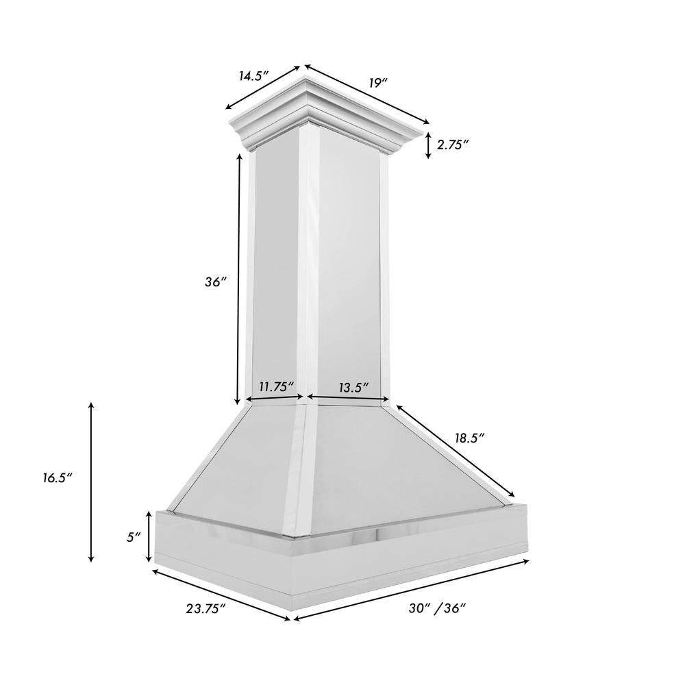 30 In. Designer Series Wall Mount Range Hood In Satin Stainless Steel With Mirror Accents 655MR30