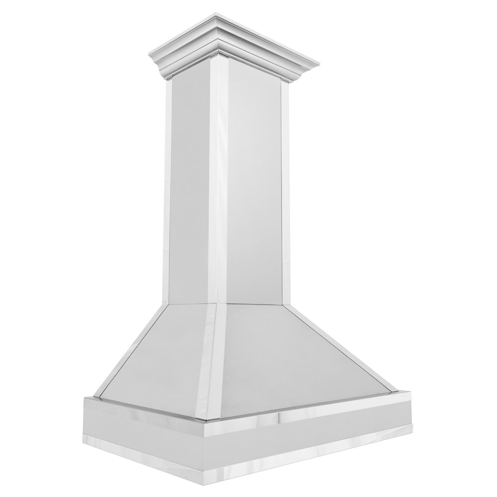 36 In. Designer Series Ducted Wall Mount Range Hood In Satin Stainless Steel With Mirror Accents 655MR36