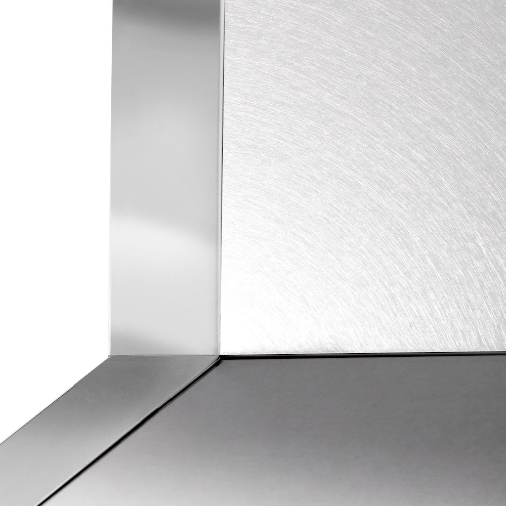 36 In. Designer Series Ducted Wall Mount Range Hood In Satin Stainless Steel With Mirror Accents 655MR36