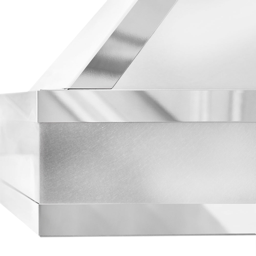 36 In. Designer Series Ducted Wall Mount Range Hood In Satin Stainless Steel With Mirror Accents 655MR36