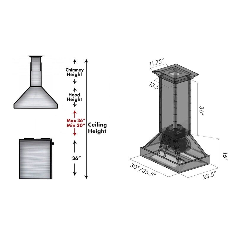 30" Designer Series Island Range Hood 655ICSSSS30