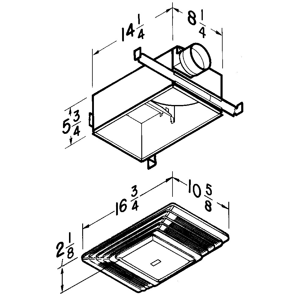 70 CFM Ventilation Fan/Light Assembly & Grille Finish Pack, 4.0 Sones, 100W light. Uses 654H housing pack. 657F