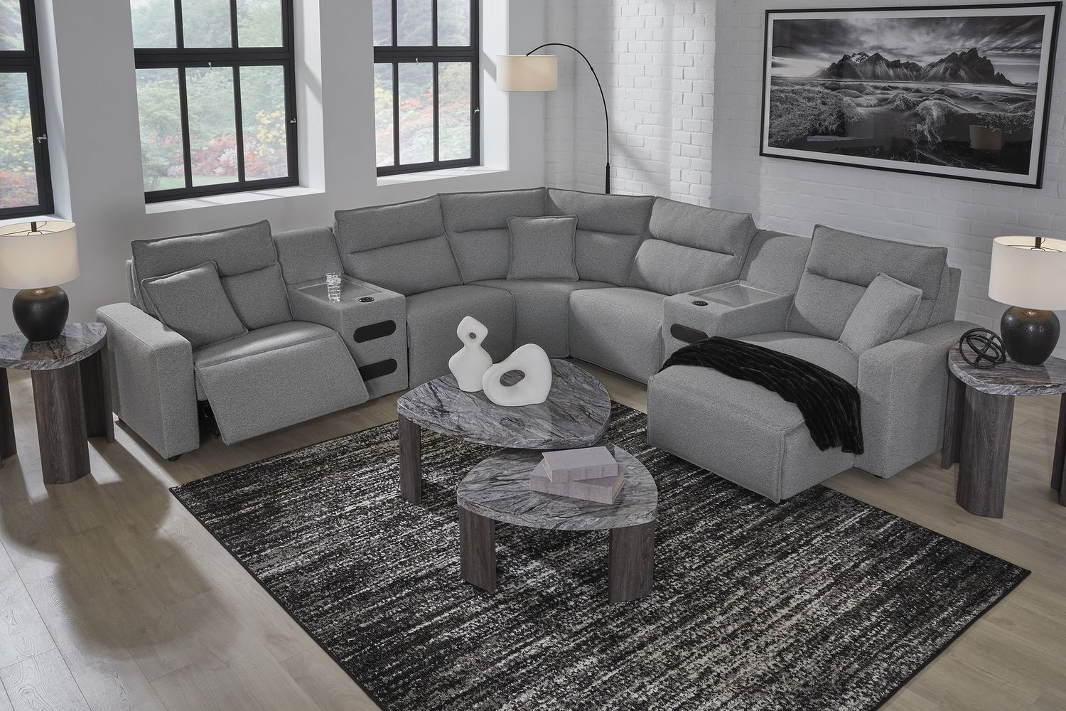 Modmax 6-Piece Power Reclining Sectional In Salt and Pepper 65906S10