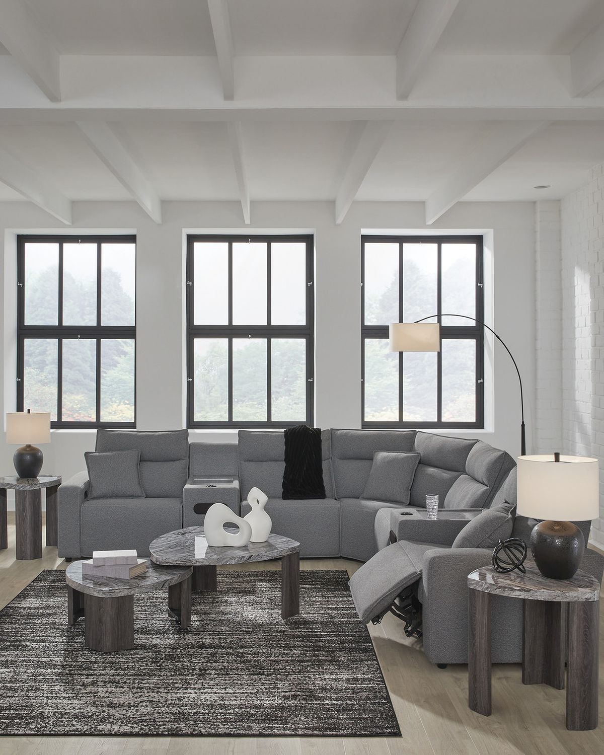 Modmax 4-Piece Power Reclining Sectional with Chaise In Salt and Pepper 65906S11