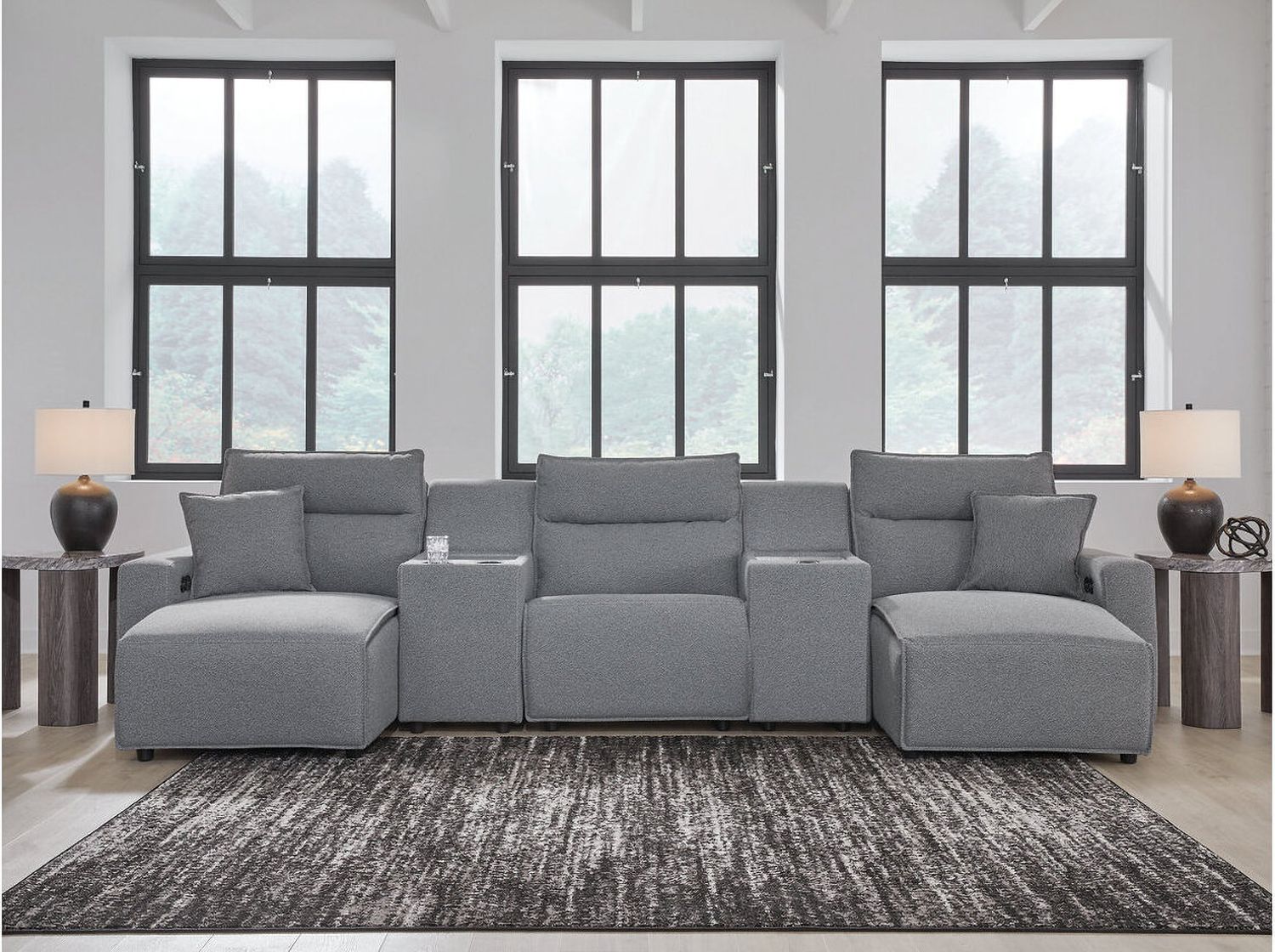 Modmax 5-Piece Power Reclining Sectional with Chaise and Console In Salt & Pepper 65906S16