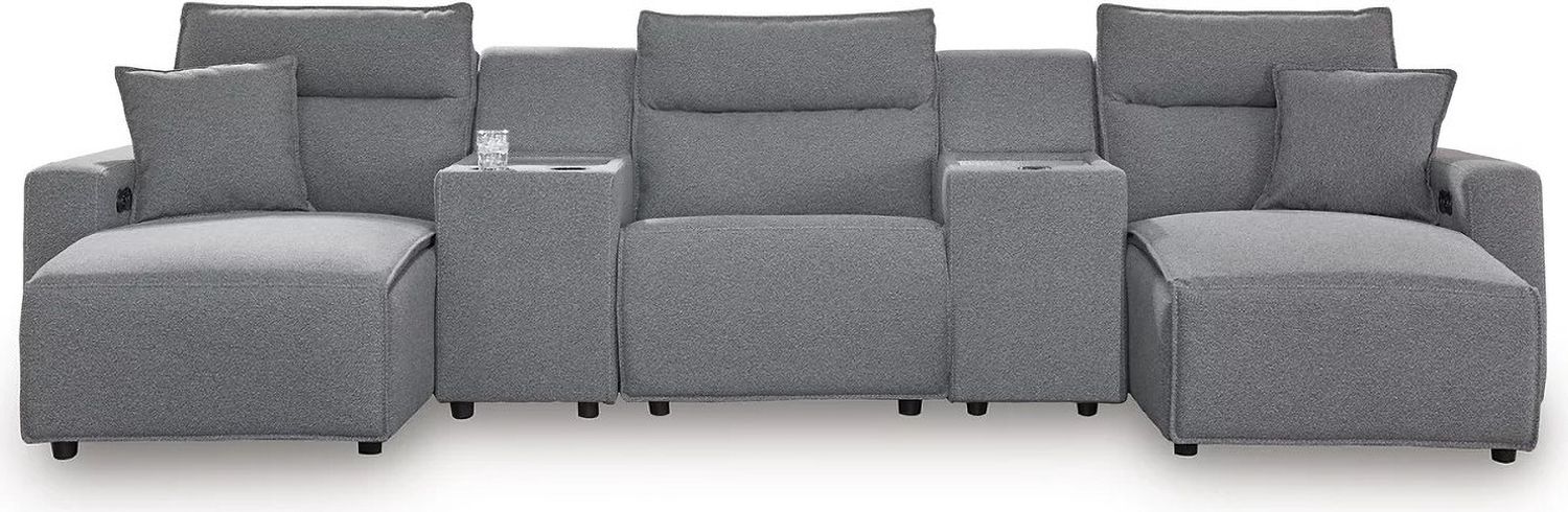 Modmax 5-Piece Power Reclining Sectional with Chaise and Console In Salt & Pepper 65906S16