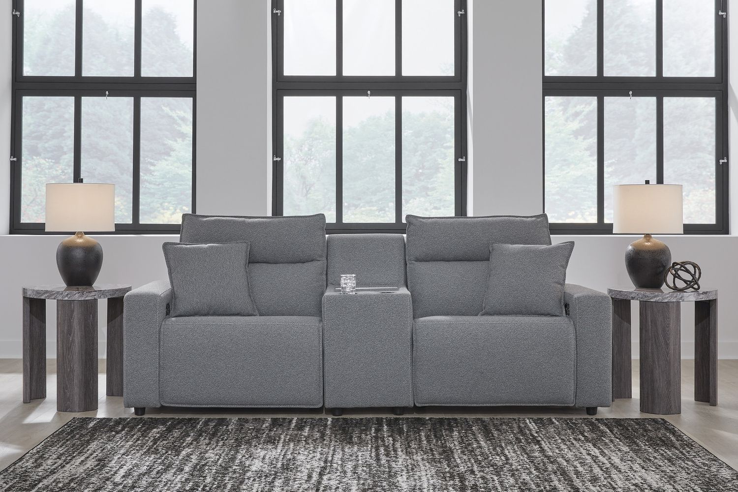 Modmax 5-Piece Power Reclining Sectional with Chaise and Console In Salt & Pepper 65906S16