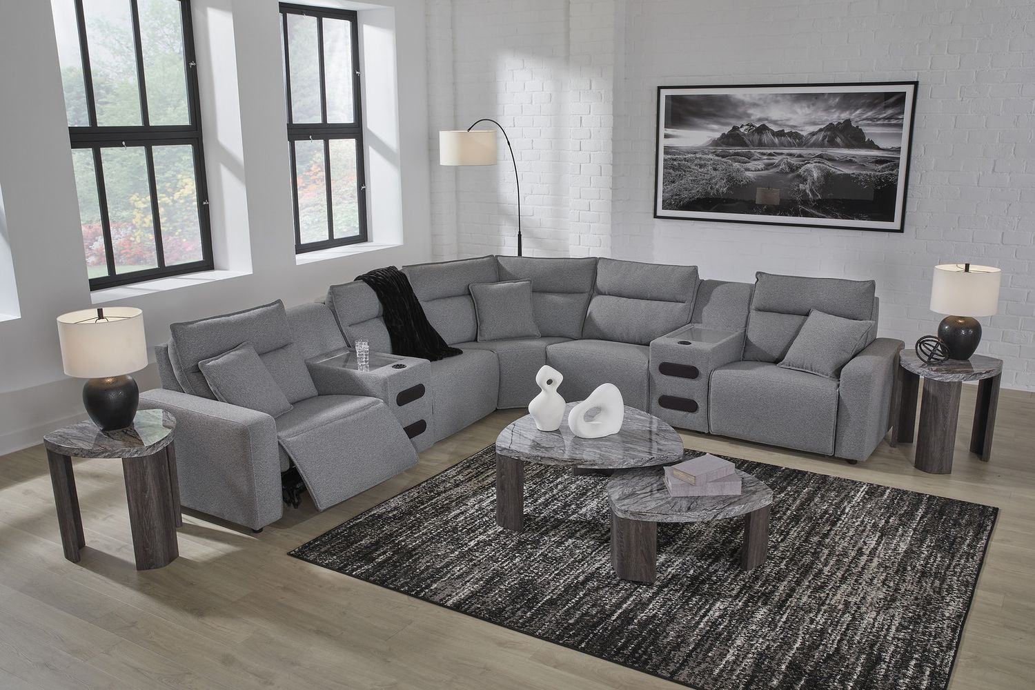 Modmax 3-Piece Power Reclining Sectional with LAF Chaise In Salt and Pepper 65906S17