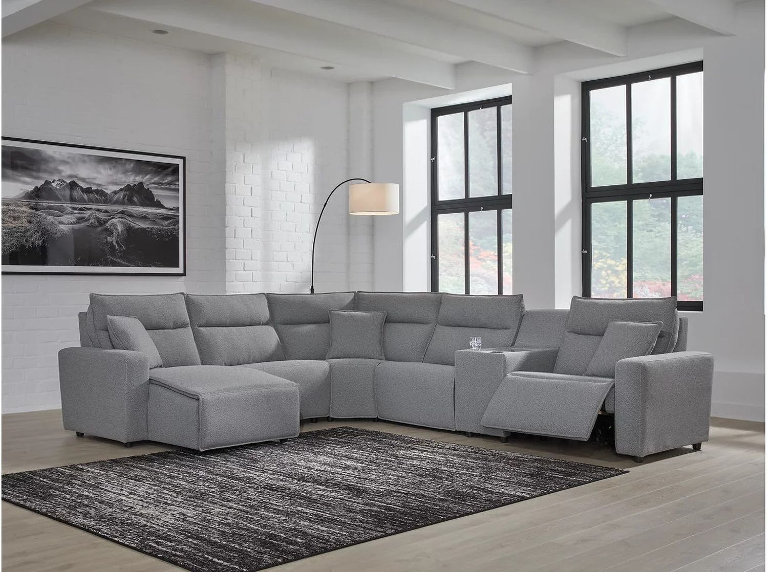 Modmax 6-Piece Power Reclining Sectional with LAF Chaise In Salt and Pepper 65906S19
