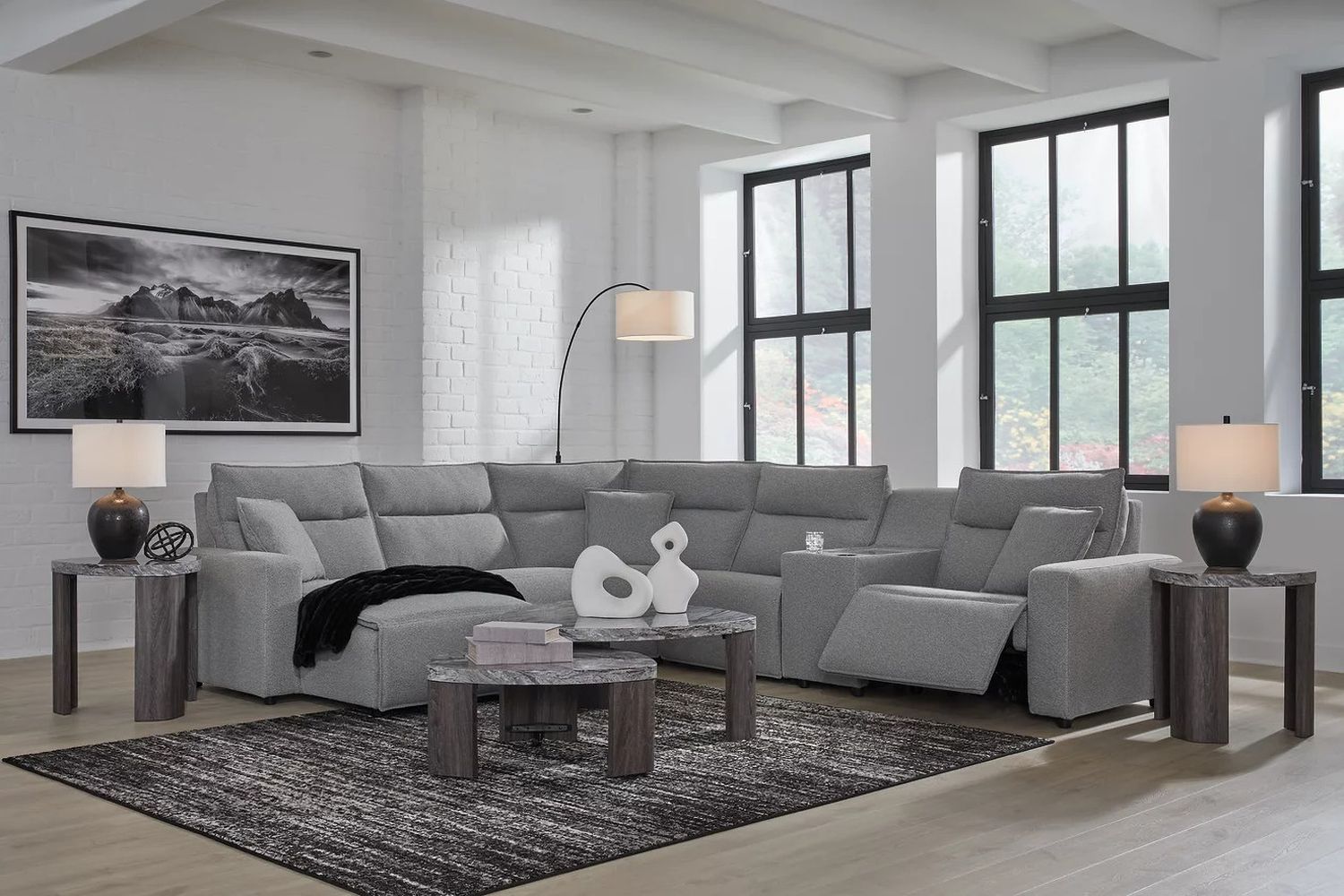 Modmax 6-Piece Power Reclining Sectional with LAF Chaise In Salt and Pepper 65906S19