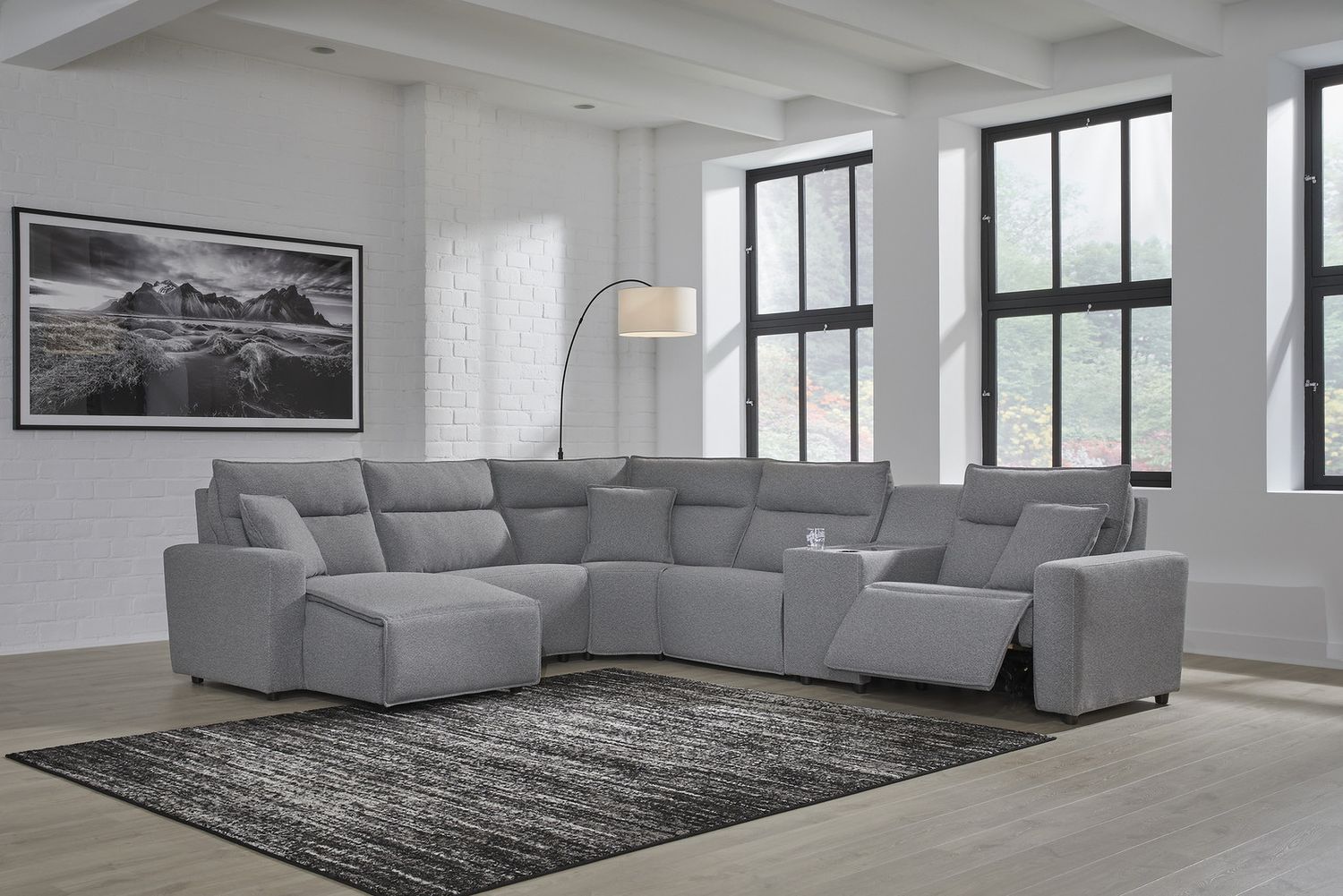 Modmax 6-Piece Power Reclining Sectional with LAF Chaise In Salt and Pepper 65906S19
