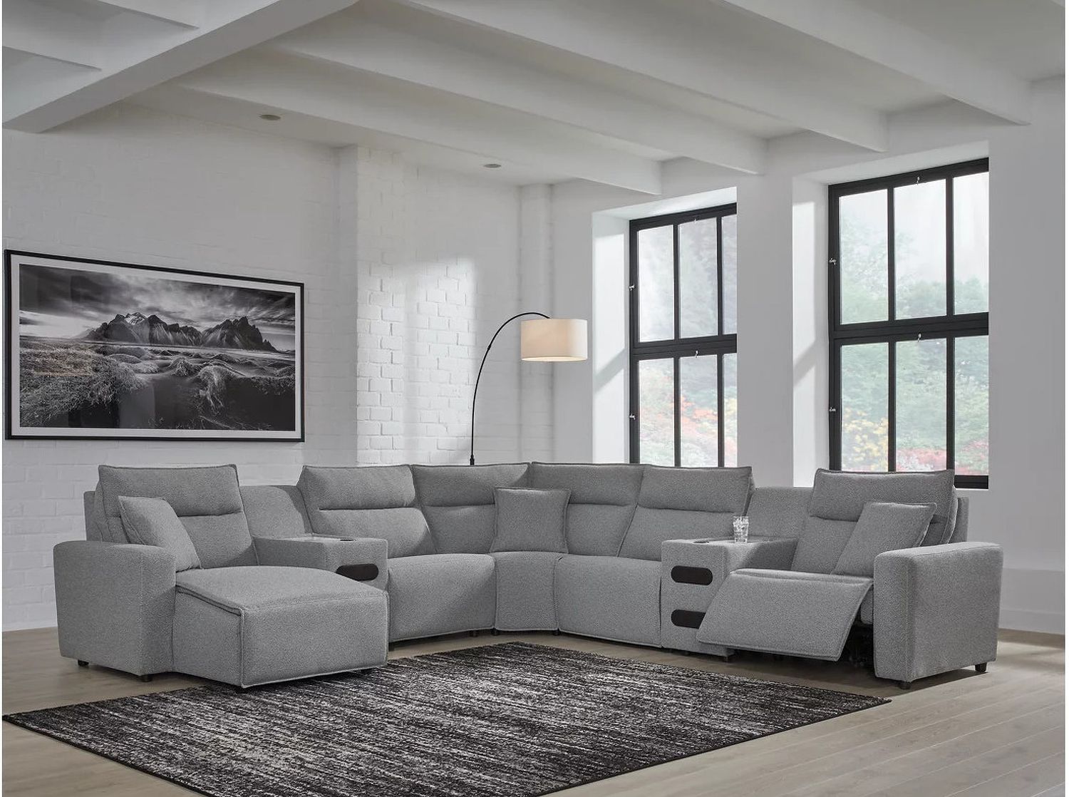 Modmax 7-Piece Power Reclining Sectional with LAF Chaise In Salt and Pepper 65906S20