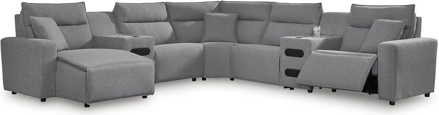 Modmax 7-Piece Power Reclining Sectional with LAF Chaise In Salt and Pepper 65906S20