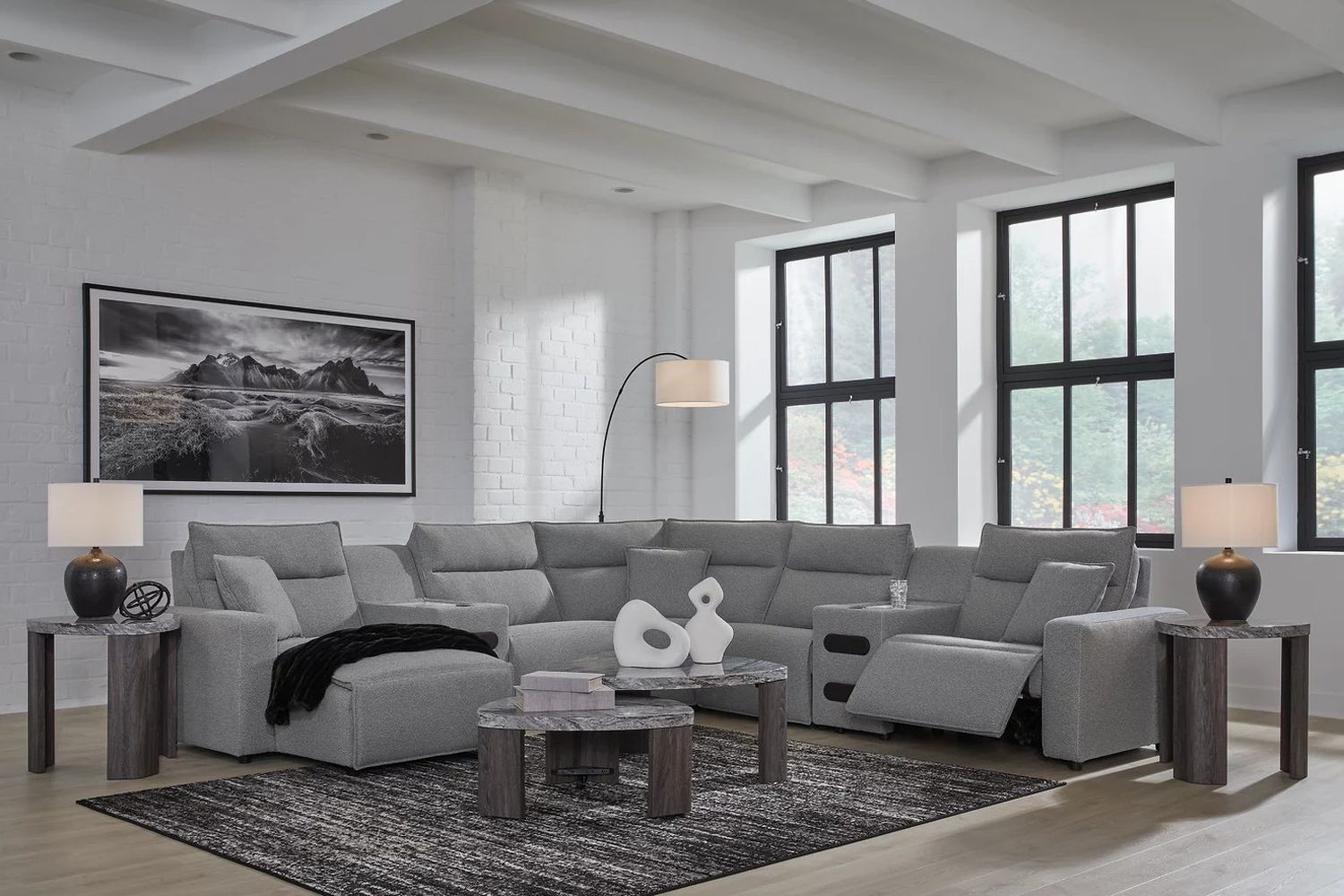 Modmax 7-Piece Power Reclining Sectional with LAF Chaise In Salt and Pepper 65906S20