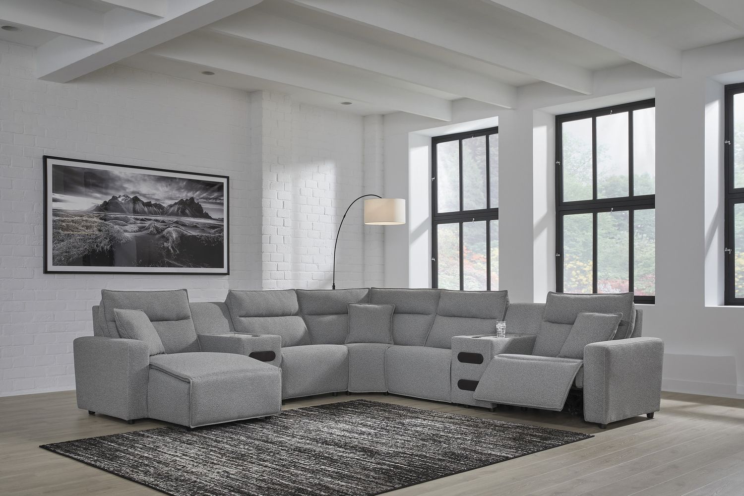 Modmax 7-Piece Power Reclining Sectional with LAF Chaise In Salt and Pepper 65906S20