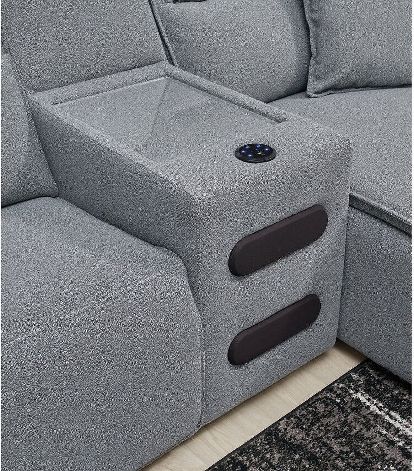 Modmax 6-Piece Reclining Sectional with Chaise and Audio Console In Salt and Pepper 65906S29
