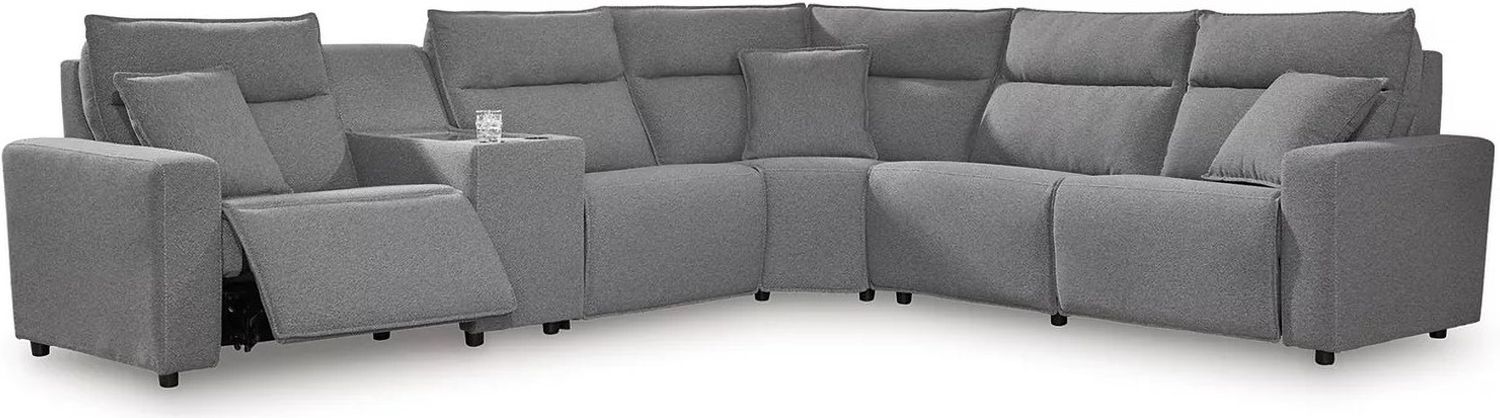 Modmax 6-Piece Reclining Sectional with Console In Salt and Pepper 65906S36