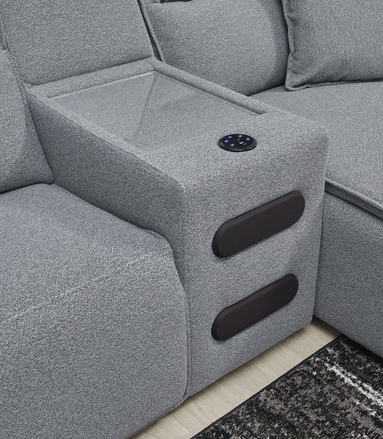 Modmax 6-Piece Reclining Sectional with Console In Salt and Pepper 65906S36
