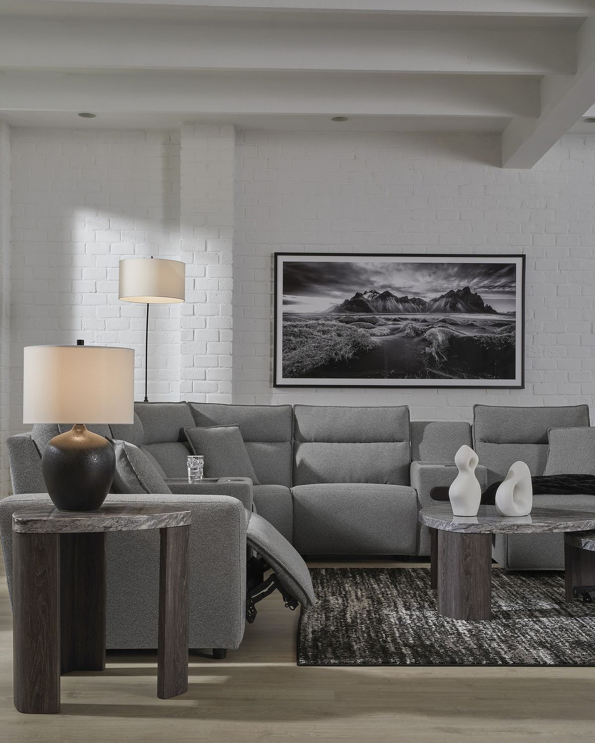 Modmax 6-Piece Reclining Sectional with Console In Salt and Pepper 65906S36