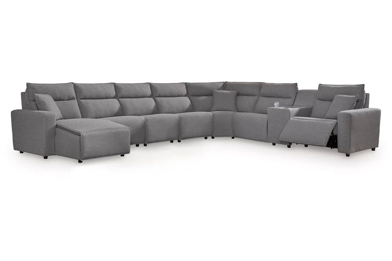 ModMax II 8-Piece Power Reclining Sectional with Console In Salt and Pepper 65906S47