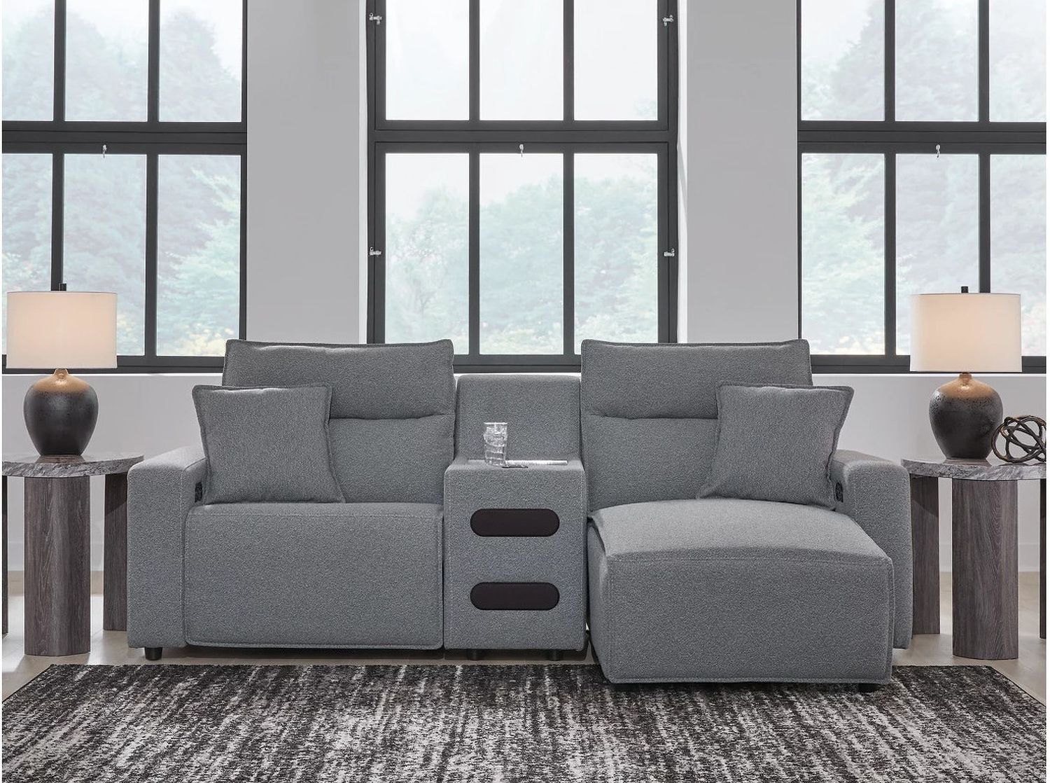 Modmax 3-Piece Power Reclining Sectional with RAF Chaise In Salt and Pepper 65906S5
