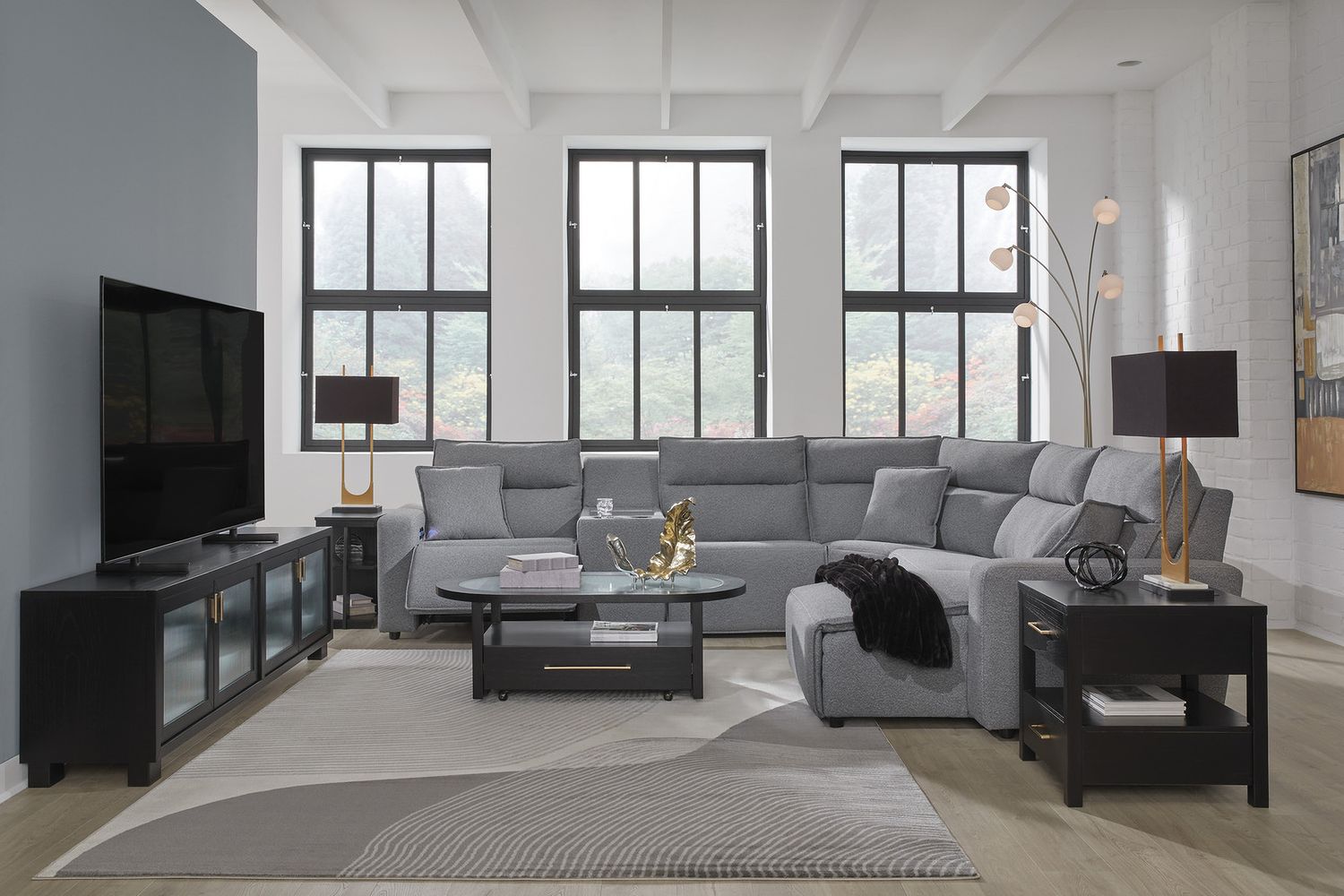 Modmax 6-Piece Power Reclining Sectional with RAF Chaise In Salt and Pepper 65906S6