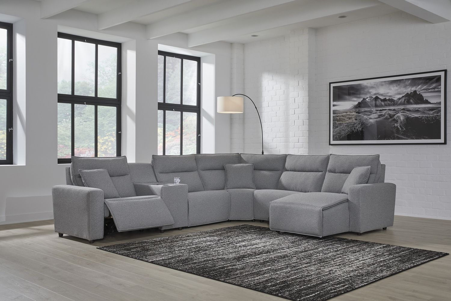 Modmax 6-Piece Power Reclining Sectional with RAF Chaise In Salt and Pepper 65906S6