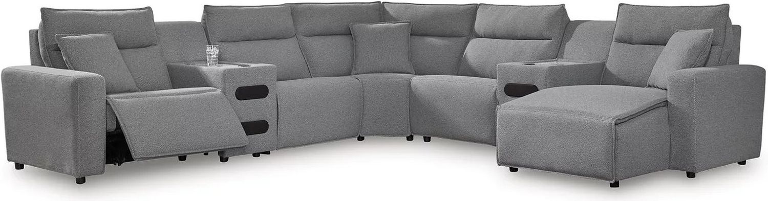 Modmax 7-Piece Power Reclining Sectional with RAF Chaise In Salt and Pepper 65906S7