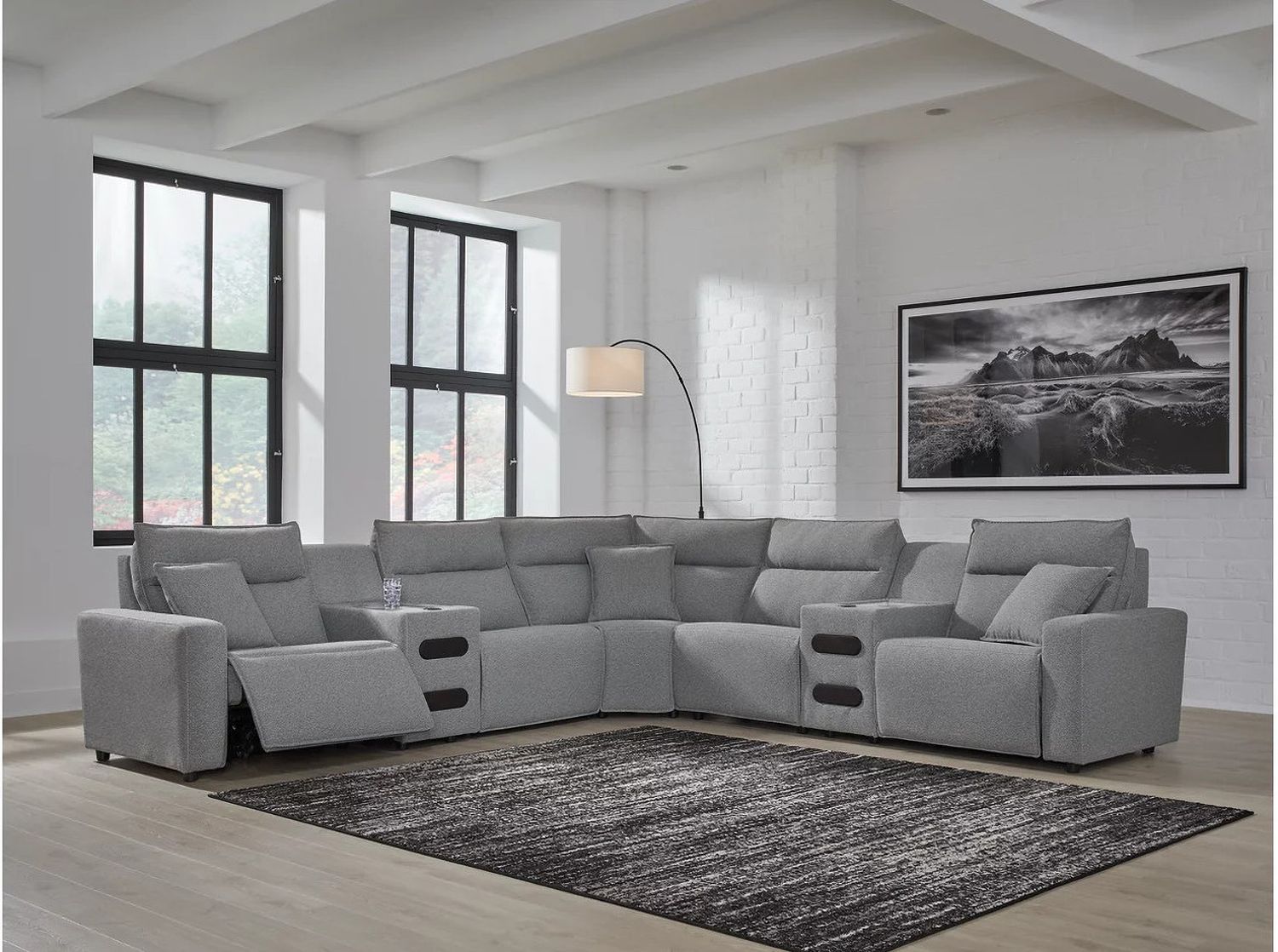 Modmax 7-Piece Power Reclining Sectional with Chaise In Salt and Pepper 65906S9