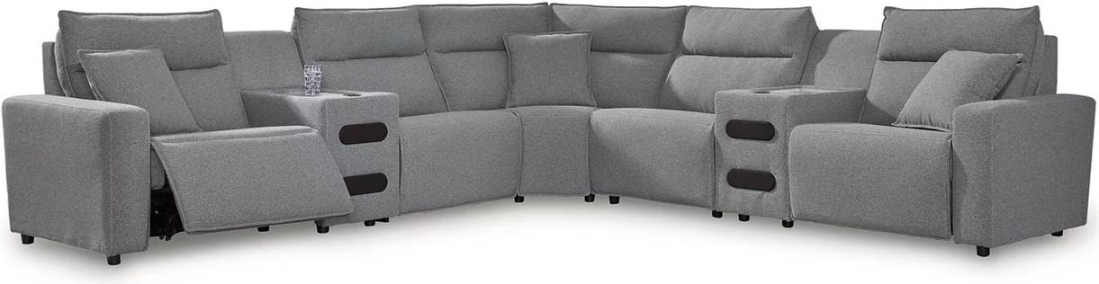 Modmax 7-Piece Power Reclining Sectional with Chaise In Salt and Pepper 65906S9