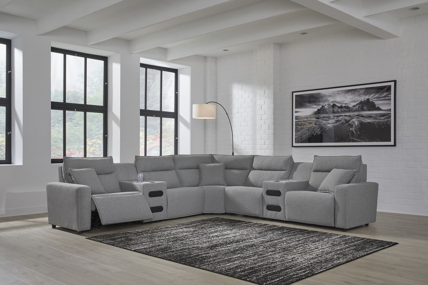 Modmax 7-Piece Power Reclining Sectional with Chaise In Salt and Pepper 65906S9