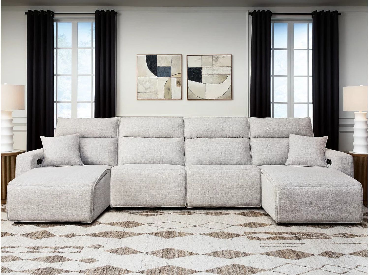 ModMax II 4-Piece Power Reclining Sectional with Chaise In Stone 65907S11