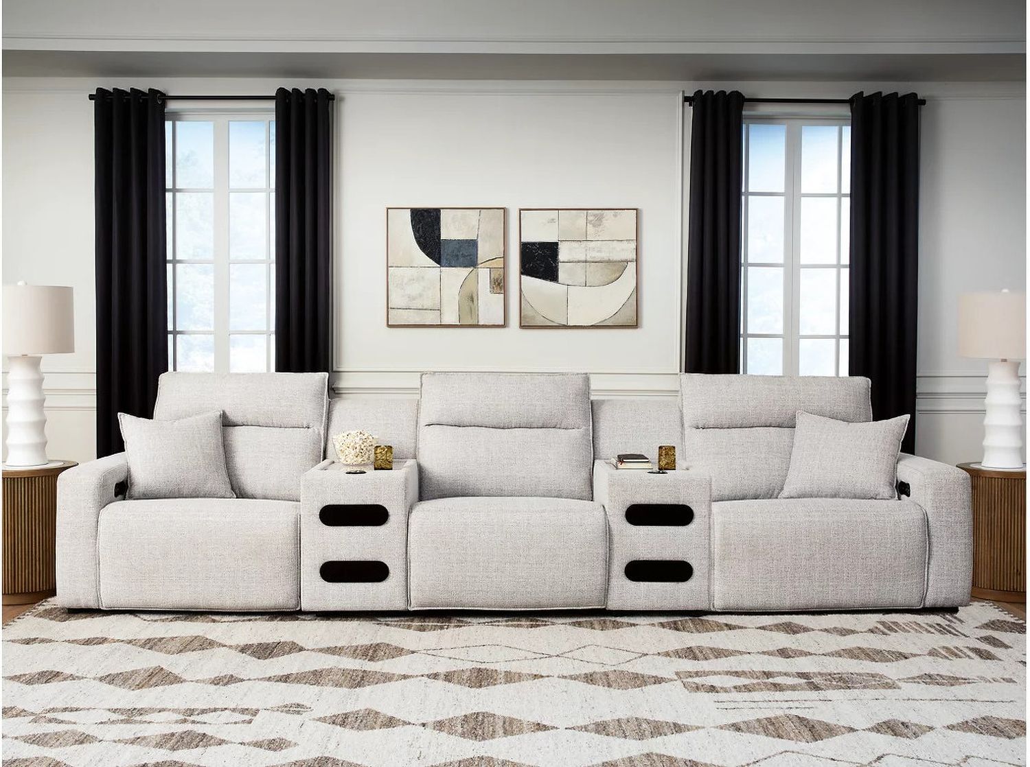 ModMax II 5-Piece Power Reclining Sectional with Audio Consoles In Stone 65907S13