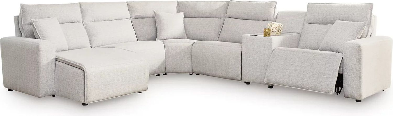ModMax II 6-Piece Power Reclining Sectional with LAF Chaise and Console In Stone 65907S19