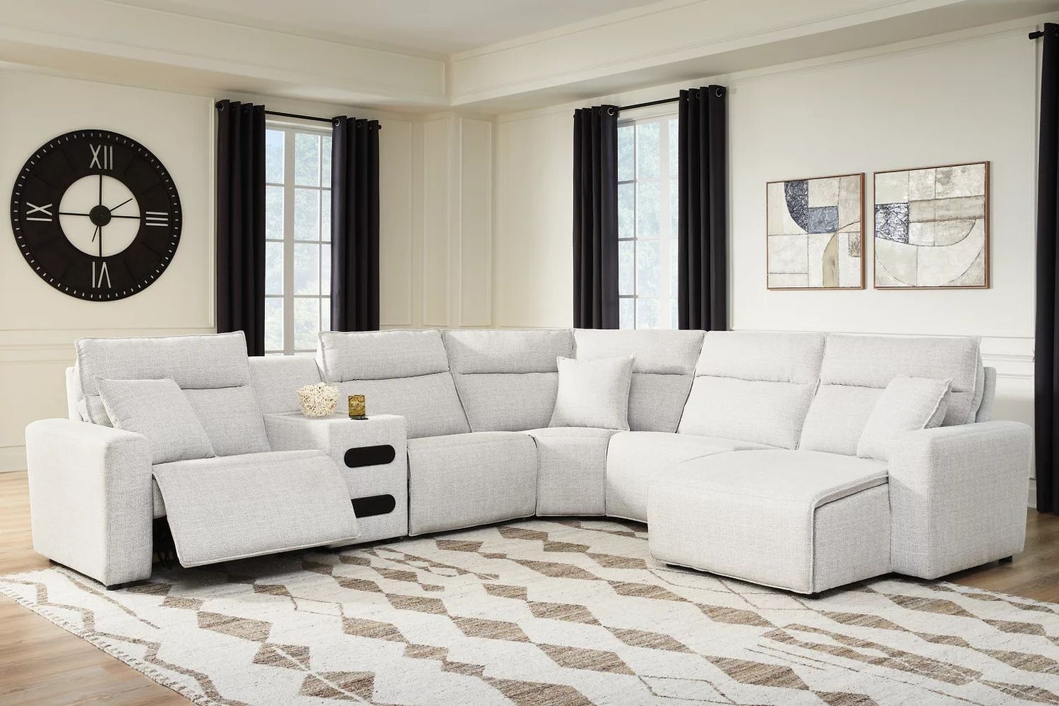ModMax II 6-Piece Reclining Sectional with RAF Chaise and Audio Console In Stone 65907S28