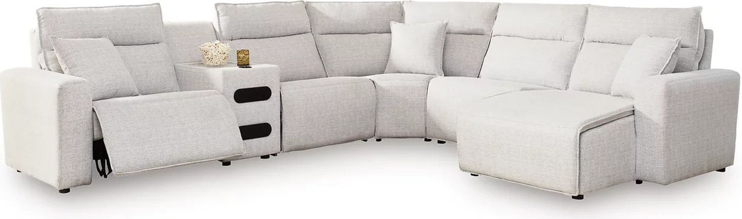 ModMax II 6-Piece Reclining Sectional with RAF Chaise and Audio Console In Stone 65907S28