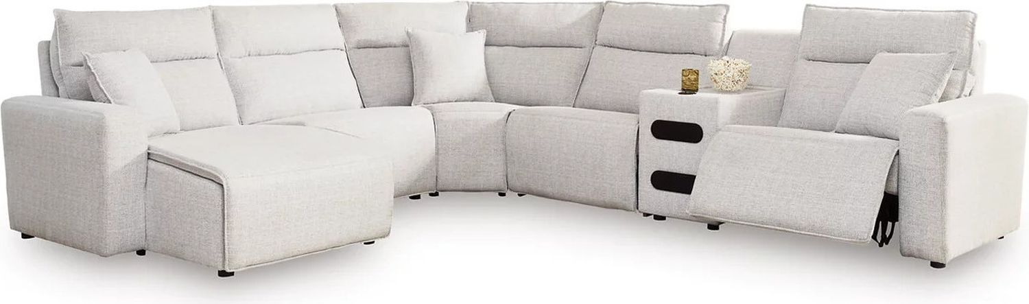 ModMax II 6-Piece Reclining Sectional with LAF Chaise and Audio Console In Stone 65907S29