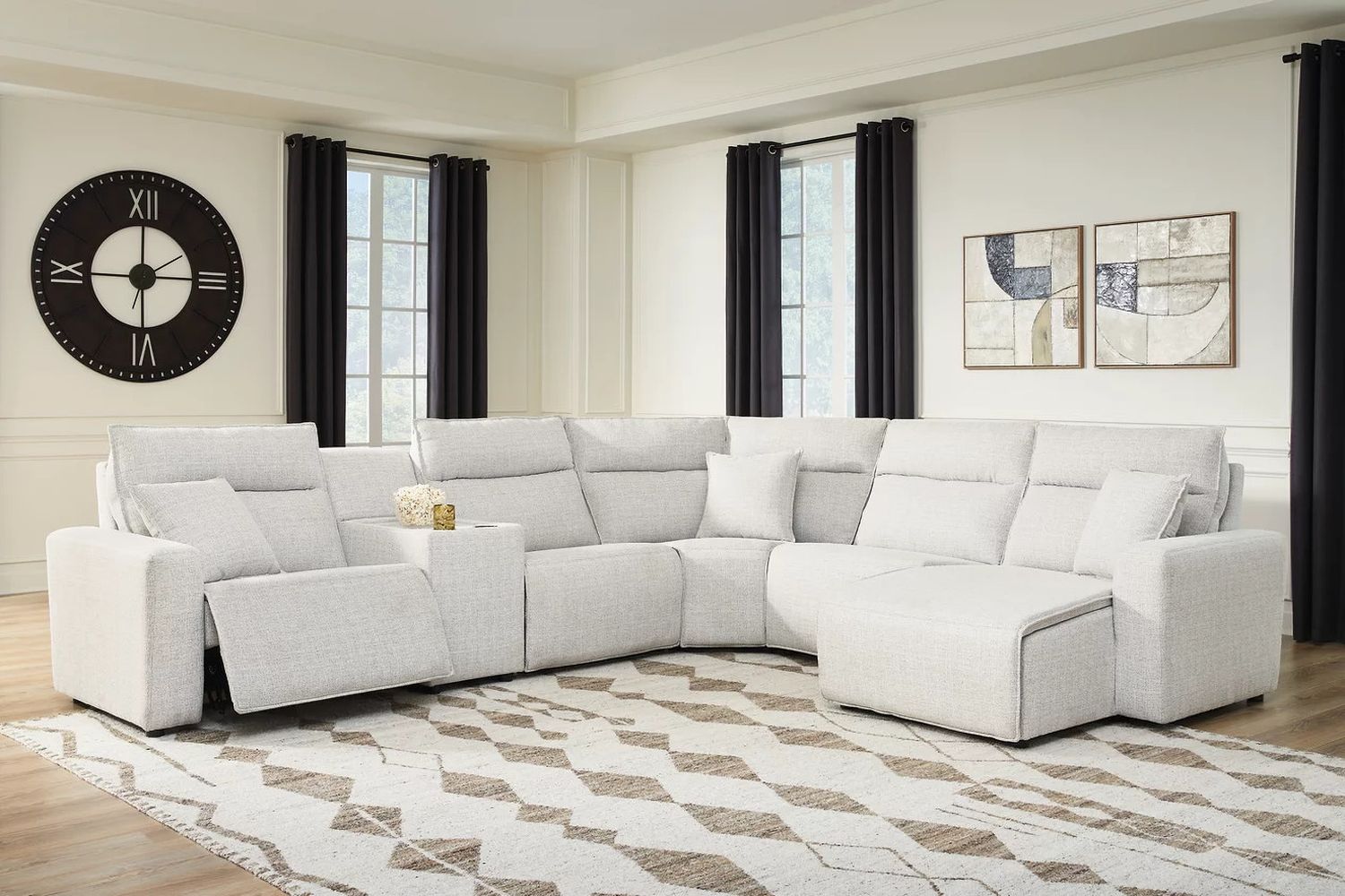 ModMax II 6-Piece Power Reclining Sectional with RAF Chaise and Console In Stone 65907S6