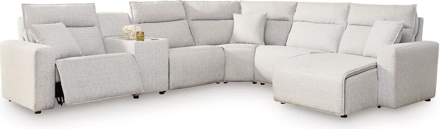 ModMax II 6-Piece Power Reclining Sectional with RAF Chaise and Console In Stone 65907S6