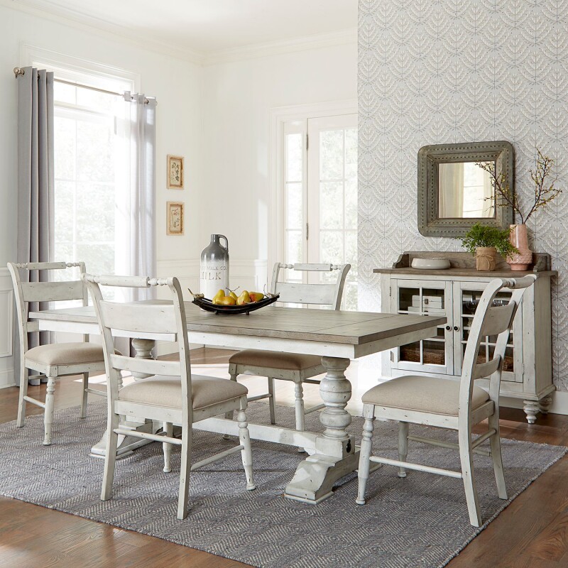 Whitney 5 Piece Trestle Table Set 661WCD5TRS