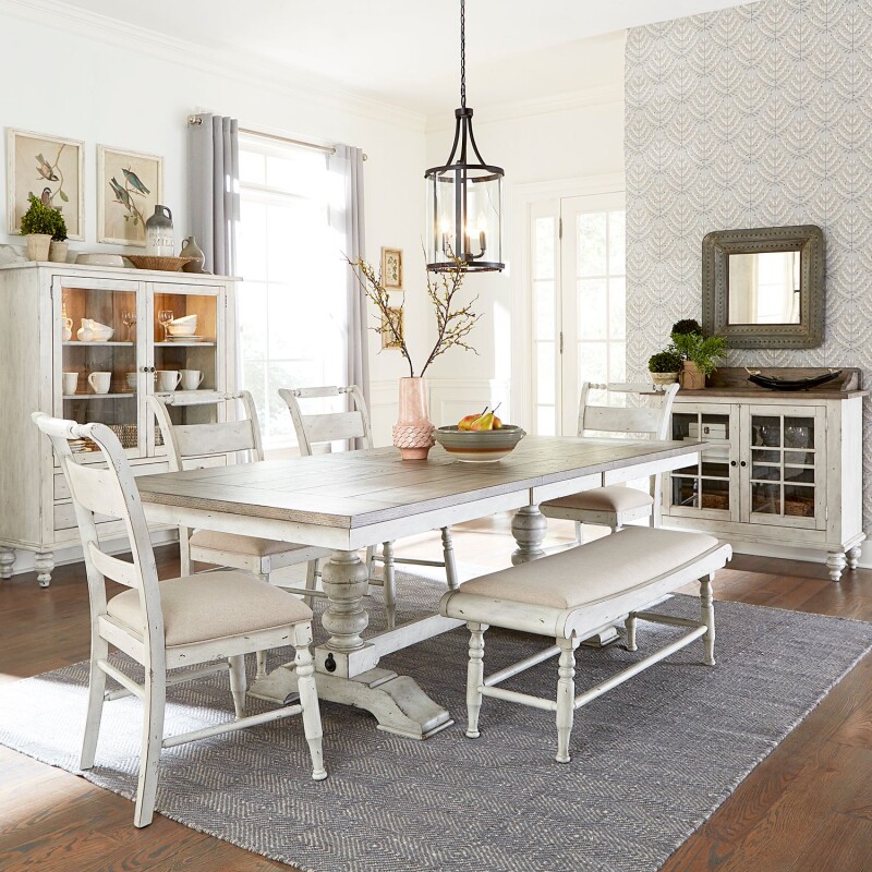 Whitney 6 Piece Trestle Table Set 661WCD6TRS