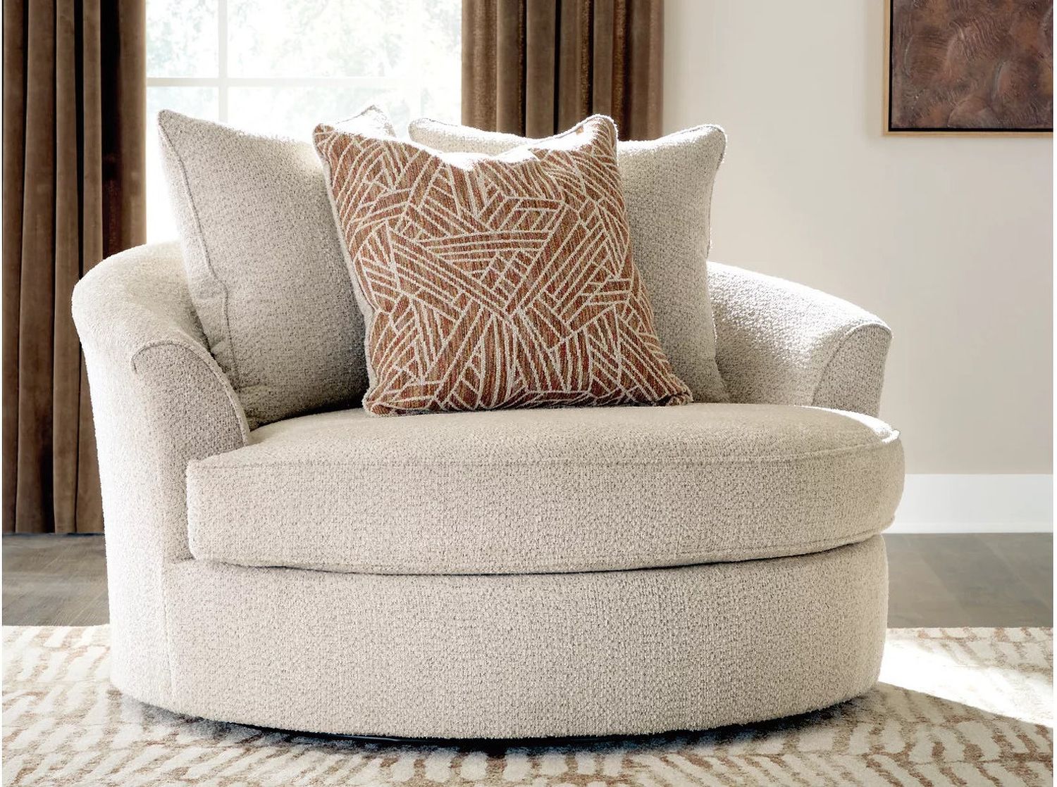 Steelwater Retreat Oversized Swivel Accent Chair In Latte 6670421