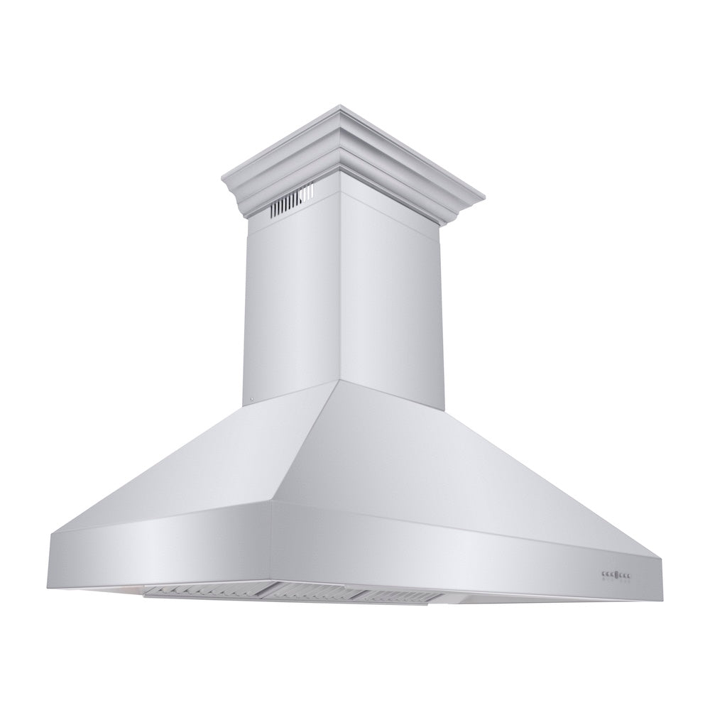 48 In. Professional Ducted Wall Mount Range Hood In Stainless Steel With Crown Molding 667CRN48