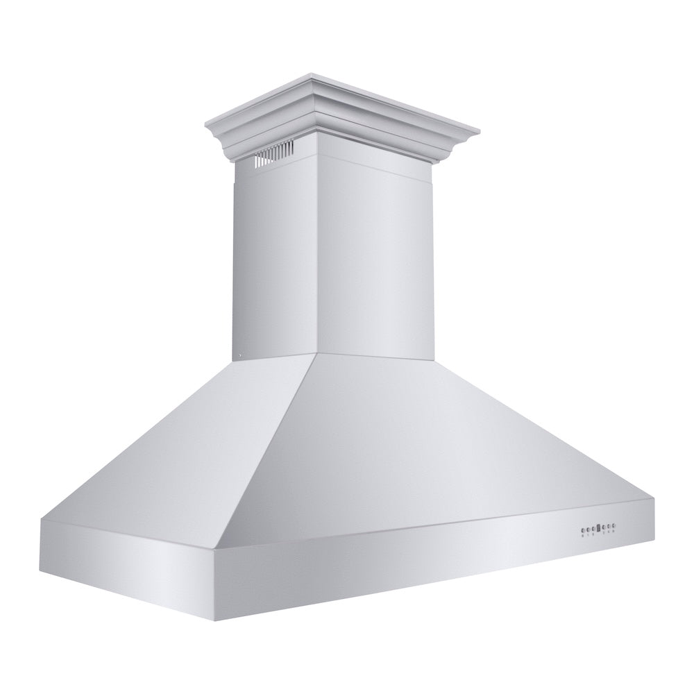 48 In. Professional Ducted Wall Mount Range Hood In Stainless Steel With Crown Molding 667CRN48