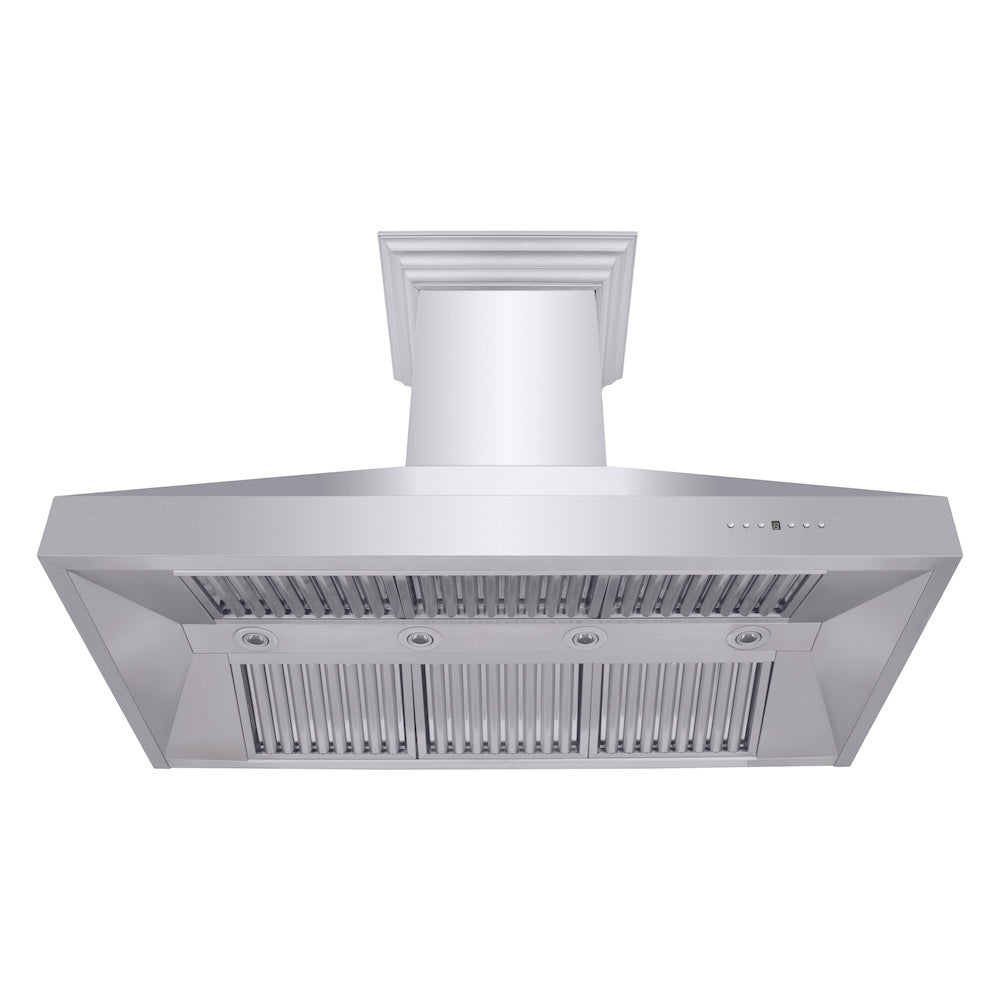 48 In. Professional Ducted Wall Mount Range Hood In Stainless Steel With Crown Molding 667CRN48