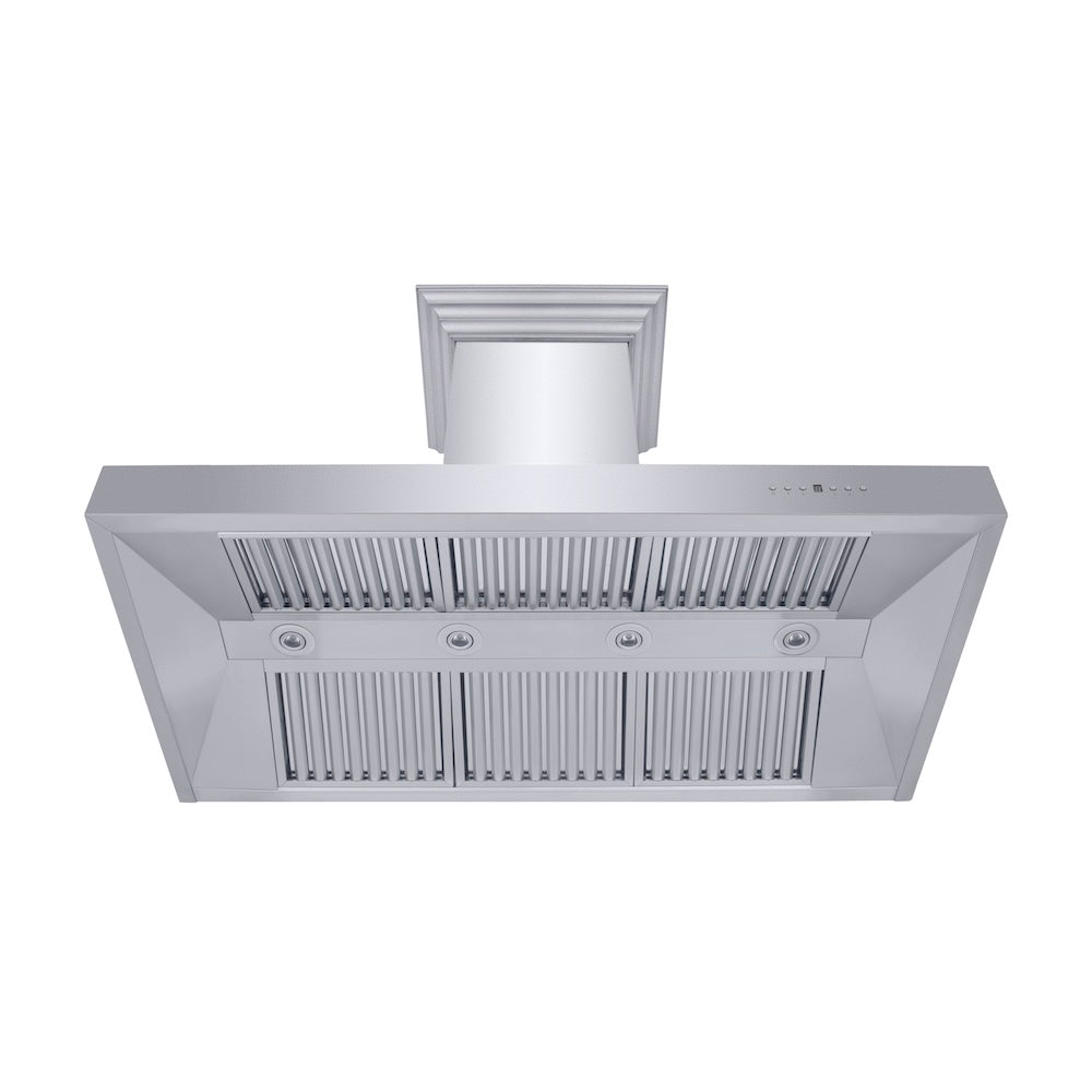 48 In. Professional Ducted Wall Mount Range Hood In Stainless Steel With Crown Molding 667CRN48