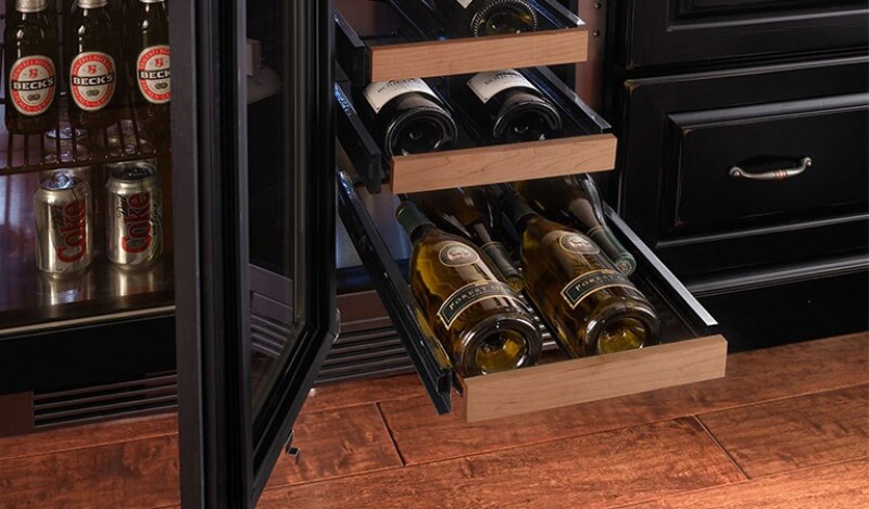 Match wine racks to surrounding cabinetry by swapping out standard stainless steel wine fronts with Perlick's wood wine fronts. Constructed of unfinished maple, these wine fronts can be stain 6711524