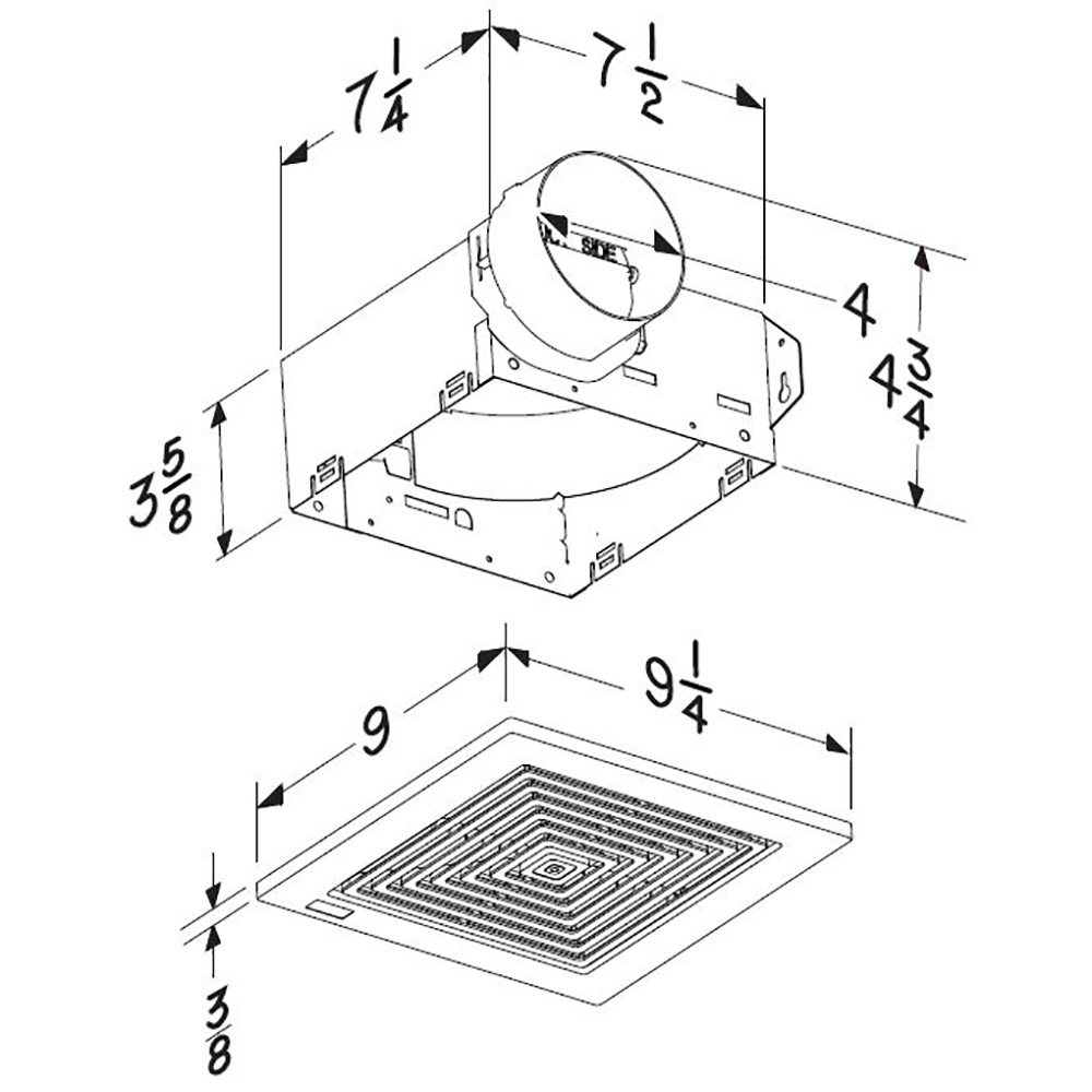 70 CFM Ventilation Fan, 6.0 Sones, 4" Duct 6714, product image 4 of 4